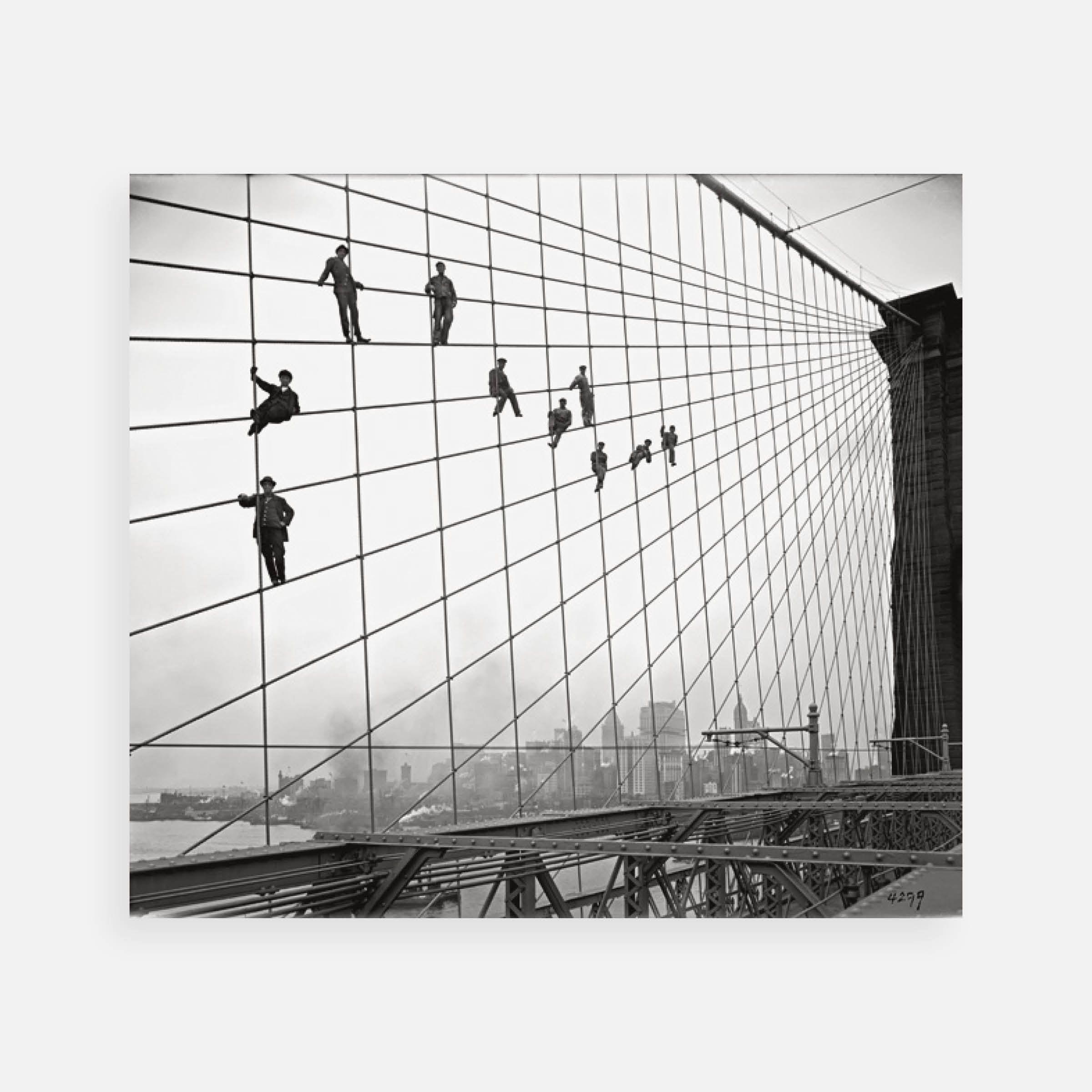 Eugene de Salignac: Brooklyn Bridge, Showing Painters on Suspenders, October 7, 1914